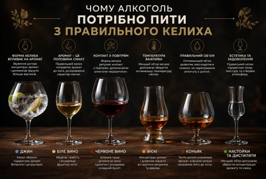 Чому алкоголь потрібно пити з правильного келиха?