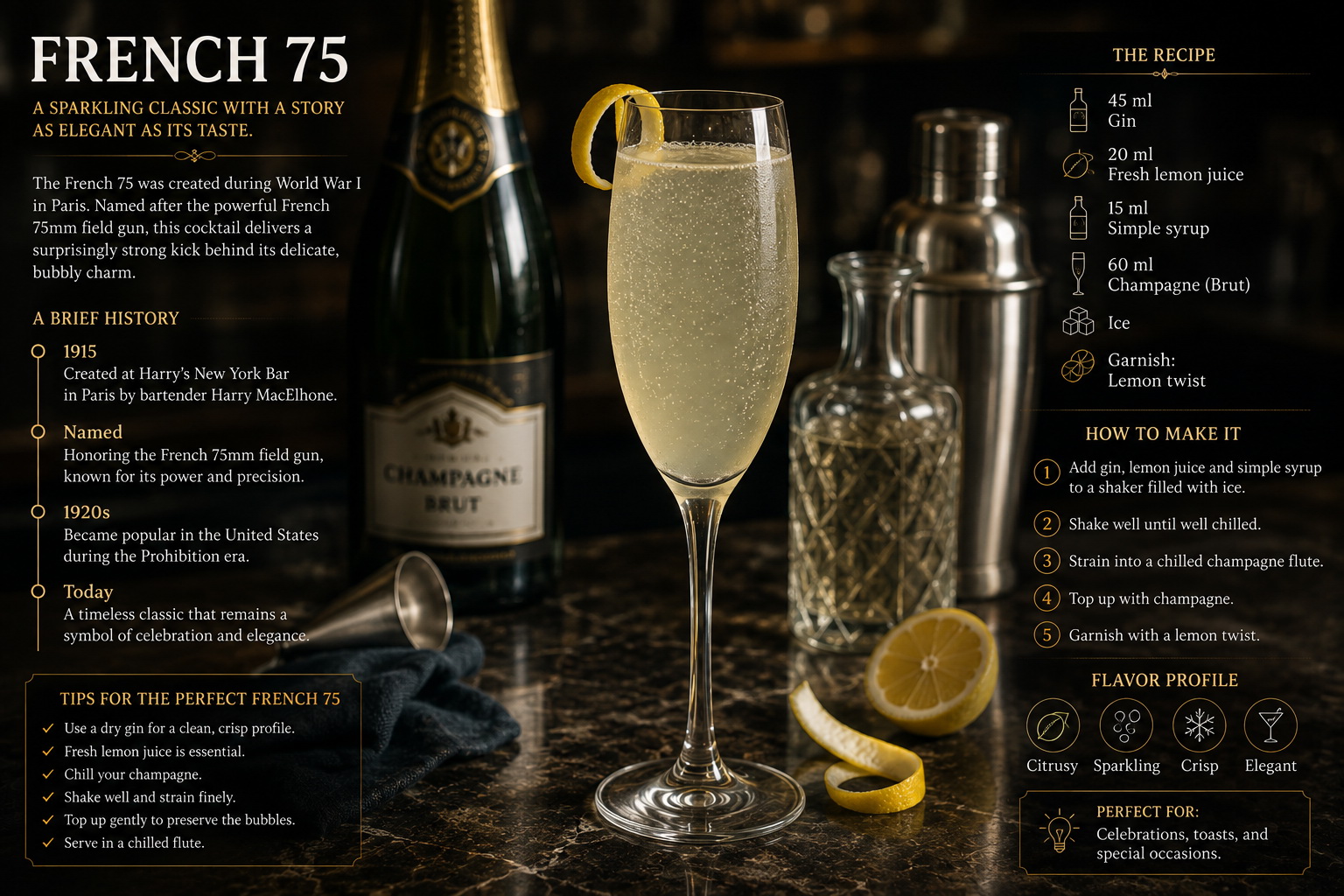 French 75: коктейль із джином та ігристим вином