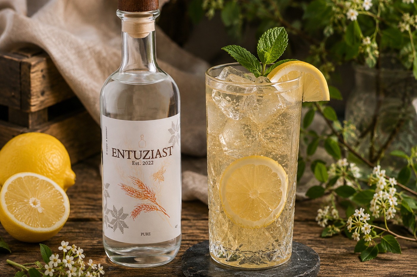 Honey Collins — авторський коктейль із медовим дистилятом ENTUZIAST